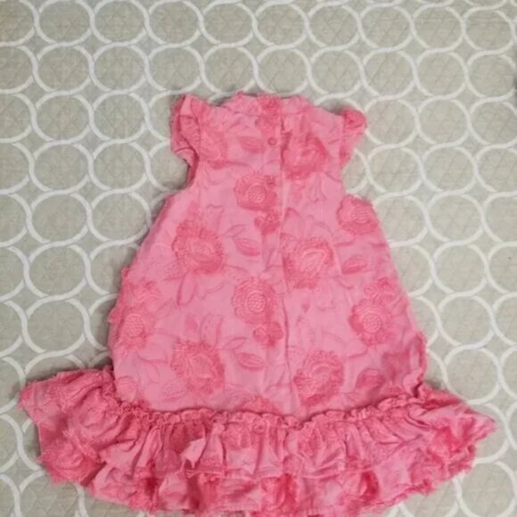Janie and Jack Pink Floral Embroidered Ruffle Tiered Dress size 5 (A5) - Picture 6 of 7